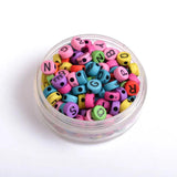 Mixed Letter Acrylic Beads Flat Round Alphabet Digital Cube Loose Spacer Beads