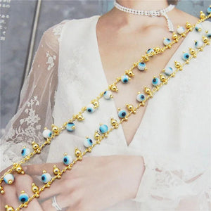1 Meter Evil Eye Bead Chain Copper Link Necklace Jewelry Making Crafts