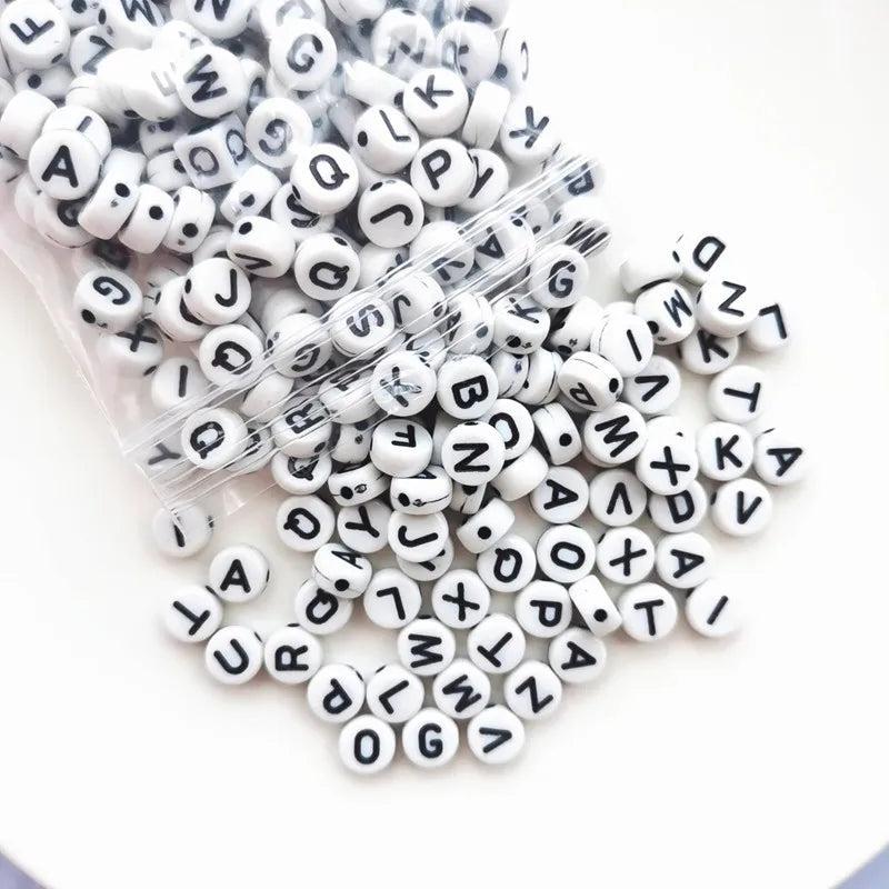 7mm Acrylic Flat Round English Letters Beads DIY Jewelry Accessories