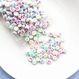 7mm Acrylic Flat Round English Letters Beads DIY Jewelry Accessories