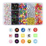 Letter Beads Kit Round/Square Number Smiley Beads Set DIY Charms Bracelet