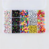 Letter Beads Kit Round/Square Number Smiley Beads Set DIY Charms Bracelet