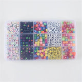 Letter Beads Kit Round/Square Number Smiley Beads Set DIY Charms Bracelet