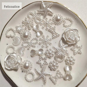 100pcs Pink ABS Resin Half Round Flower Pearls Art Beads
