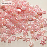 100pcs Pink ABS Resin Half Round Flower Pearls Art Beads