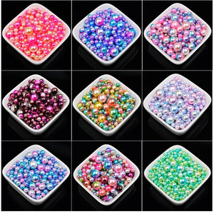 Mermaid Gradient Round Pearls Mix Size&Color 200-400Pcs No Hole DIY Craft