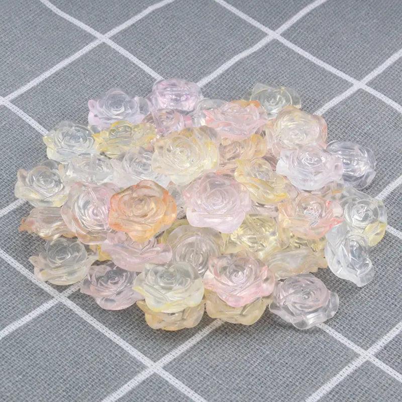 18mm Roses Flowers 20/40/60Pcs Acrylic Spacer Beads DIY Jewelry Making
