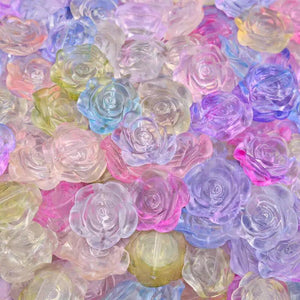 18mm Roses Flowers 20/40/60Pcs Acrylic Spacer Beads DIY Jewelry Making