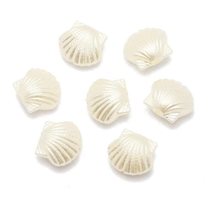 50Pcs 11x13mm Beige Acrylic Pearl Shell Beads For DIY Crafts