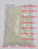1000pcs Pearl White ABS Round Plastic Pearls for Needlework and Jewelry Making