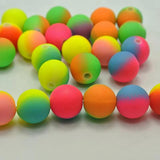DIY Multi-Color Neon Beads Acrylic Round Beads 8mm-16mm Rubber Tone