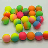 DIY Multi-Color Neon Beads Acrylic Round Beads 8mm-16mm Rubber Tone