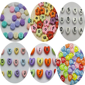 DIY Acrylic Alphabet Letter Beads Heart Flower Jewelry