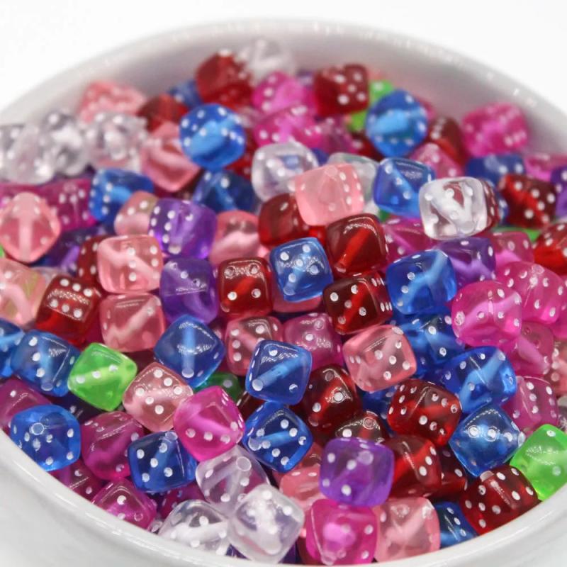 100Pcs Mixed Acrylic Dice Spacer Beads 8mm Square Beads DIY Accessories