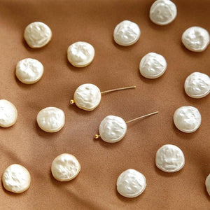 Baroque Irregular Flat Round Acrylic Pearl Beads Earrings DIY Accessories