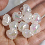 AB Crystal Mermaid Heart Beads Bracelet Necklace Earrings Charms DIY Decor