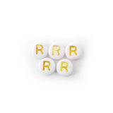 White+Gold Acrylic Letter Beads 4x7mm Round 100-500PCS