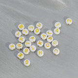 White+Gold Acrylic Letter Beads 4x7mm Round 100-500PCS