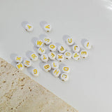 White+Gold Acrylic Letter Beads 4x7mm Round 100-500PCS