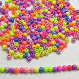 Mixed Neon Acrylic Round Beads 6-12mm Rubber Tone