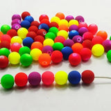 Mixed Neon Acrylic Round Beads 6-12mm Rubber Tone