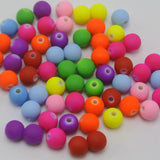Mixed Neon Acrylic Round Beads 6-12mm Rubber Tone