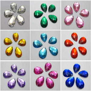 100 TearDrop Rhinestone Gems 18X13mm Sew on Beads Colour