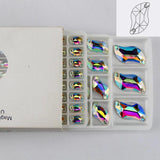S Shape AB Glass Sewing Rhinestone 3254 Diamond Leaf Sew-On Stone