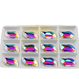 S Shape AB Glass Sewing Rhinestone 3254 Diamond Leaf Sew-On Stone