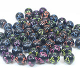 Neon Cross Pattern Acrylic Round Beads 6mm-10mm for Kids Craft