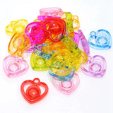 50 Acrylic Hollow Heart Charm Pendants 22mm Kid Craft