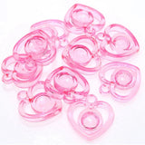 50 Acrylic Hollow Heart Charm Pendants 22mm Kid Craft