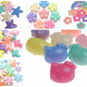 50 Mixed Pastel Acrylic Shape Beads Kids Craft