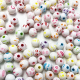 100pcs 8mm Mix Acrylic Cube Round Letter Alphabet Beads Spacer