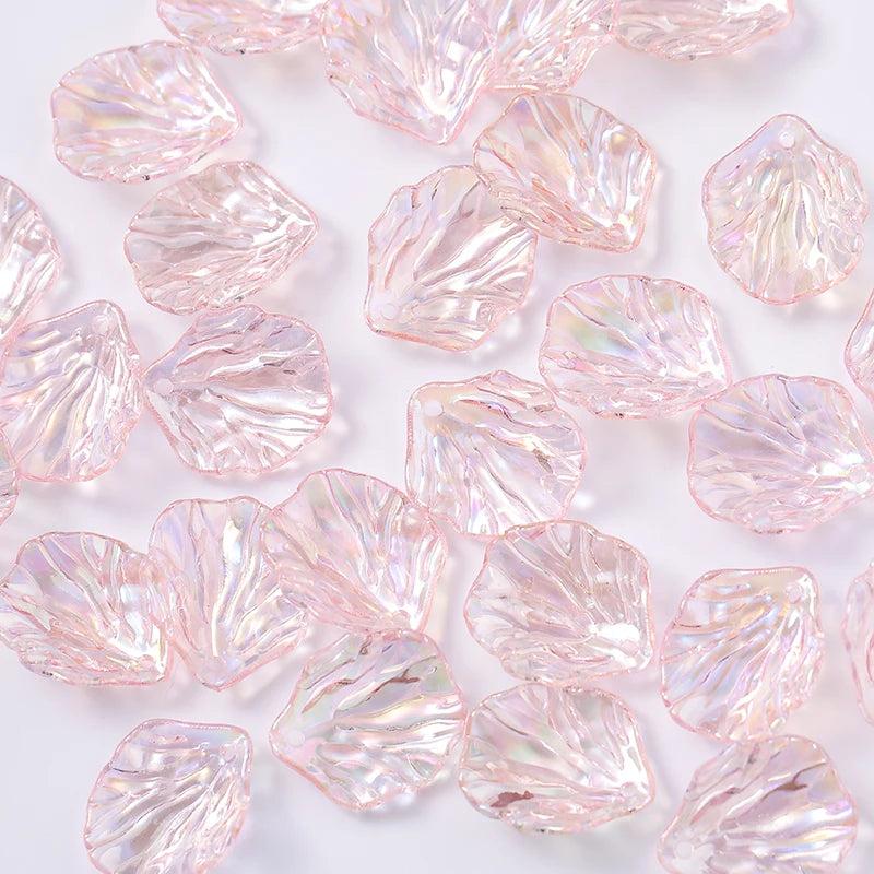 50g Transparent AB Plated Pearl Charm Beads Acrylic Cabbage Leaf Petal Pendant