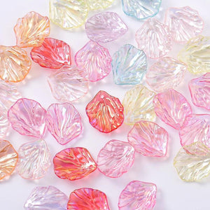 50g Transparent AB Plated Pearl Charm Beads Acrylic Cabbage Leaf Petal Pendant