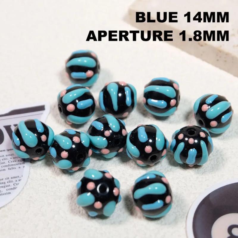 Hand Painted Pumpkin Round Beads for Jewelry Making