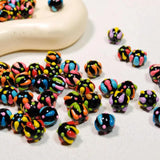 Hand Painted Pumpkin Round Beads for Jewelry Making