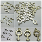 100 Mixed Silver Gold Acrylic Charm Pendants Flower Cross