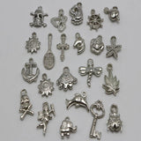 100 Mixed Silver Gold Acrylic Charm Pendants Flower Cross