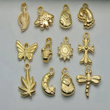 100 Mixed Silver Gold Acrylic Charm Pendants Flower Cross