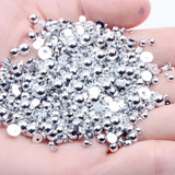 Plated/Silver Plated Half Round Flat Bottom ABS Pearl Nail Art