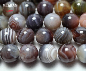 Natural Botswana Agate Smooth Round Loose Stone Beads for Jewelry Making