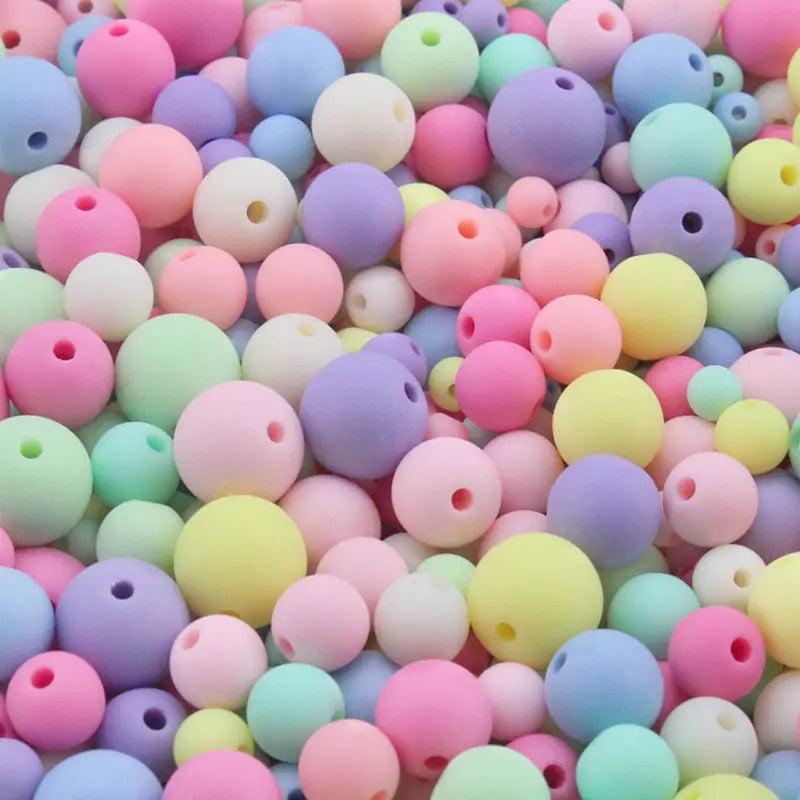 6-14mm Macaron Matte Acrylic Loose Beads For Jewelry Bracelet Necklace Crafts