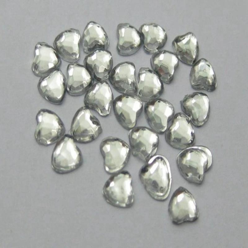 DIY Clear Acrylic Faceted Heart Rhinestone Gems Cabachon 6mm-20mm