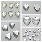 DIY Clear Acrylic Faceted Heart Rhinestone Gems Cabachon 6mm-20mm
