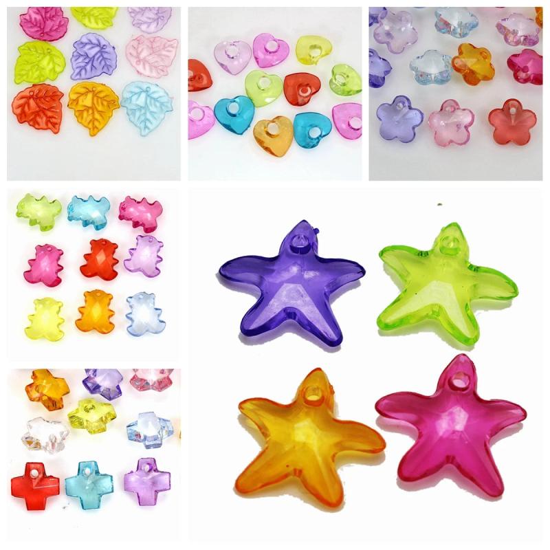 100 Mixed Transparent Acrylic Pendant Shapes DIY