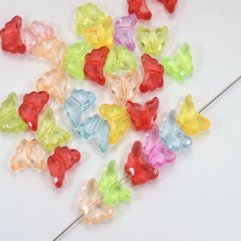 DIY Mixed Colour Acrylic Charm Beads Butterfly Shape