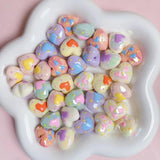 Handpainted Glow Love Heart Beads for DIY Jewelry Phone Keychain