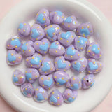 Handpainted Glow Love Heart Beads for DIY Jewelry Phone Keychain